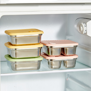 Boîte à lunch en acier inoxydable 304 avec couvercle, boîte bento empilable anti-fuite, conteneur de stockage alimentaire portable pour étudiants, salade de fruits - Product Image 4