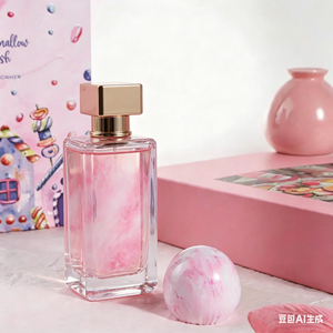 Vente en gros – Nouveau parfum pour femme 100 ml en flacon marbré rose 2026 – Doux parfum gourmand longue tenue Marshmallow & Baies EDP de luxe - Product Image 4