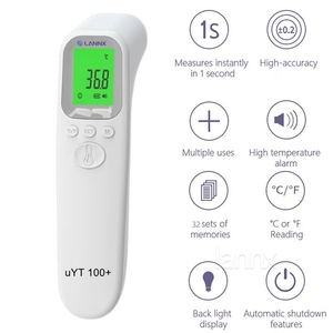 LANNX uYT 100 + Thermomètre infrarouge numérique Pistolet avec alarme de fièvre Thermomètre frontal auriculaire pour adultes et enfants Thermomètre numérique - Product Image 3