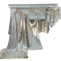 Simple cinq pièces maison porter ensemble imprimé cerise pyjamas femmes mince chemise de nuit licou Shorts licou jupe ensemble