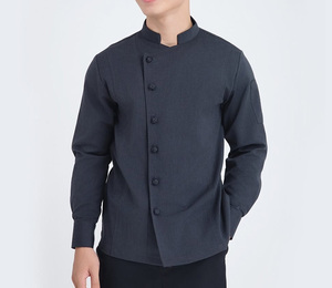 Giacche da <span class=keywords><strong>Chef</strong></span> di Alta Gamma per Uomo con Bottone Singolo e Maniche Lunghe in Twill per Ristoranti Occidentali, Catering, Panetterie e Uniformi da Bar - Product Image 1