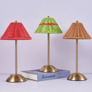 Rechargeable Rattan LED <strong>Table</strong> Lamp, Home Decor Ornament, Bedroom <strong>Bedside</strong> Ambient Night Light for Living Room - Product Image 1