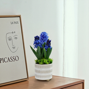 Composizione di Fiori Artificiali di Giacinto Bianco e Viola, Fiori Finti Realistici con Vaso per Decorazione Casa, Ufficio e Matrimonio - Product Image 5