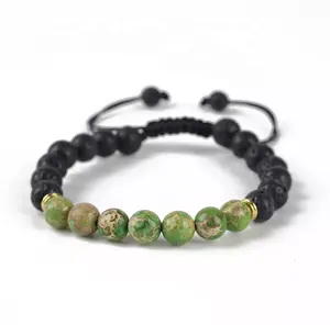 Wholesale 8mm Natural Lava Green Jasper Stone Beads Healing Bracelet for fashion jewelry