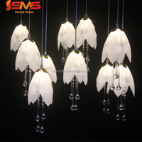 Lampe suspendue en forme de fleur de lys lisse, lumière LED blanc chaud, 10 têtes, plafonnier pour décoration de mariage, banquet, restaurant