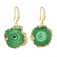 Boucles d'oreilles en géode naturelle brute en gros, pendantes en agate drusy pour femme, idéales pour les soirées, festivals de musique, tenues de soirée et cadeaux originaux