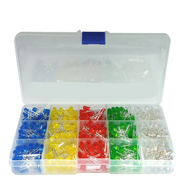 Wholesale Price F5 LED 5mm Light Emitting Diode Box 500PCS 100 PCS Per Color 5 Colors Total 500PCS LEDs