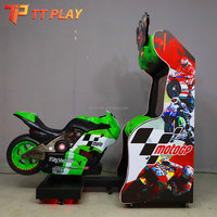 Máquina de Juego de Carreras de Motos Arcade, Simulador de Carreras GP Operado con Monedas, Pantalla HD, Marco de Metal y Plástico, 2 Jugadores, Movimiento, Inglés