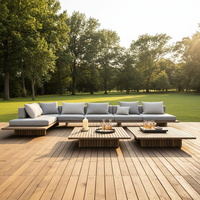 Ensemble de canapés de jardin Sigma, durable, moderne, en teck massif, écologique, imperméable, 6 places, confortable, style farmhouse