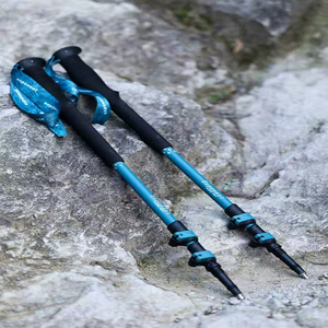 Bâton <span class=keywords><strong>de</strong></span> <span class=keywords><strong>ski</strong></span> <span class=keywords><strong>de</strong></span> randonnée pliable et réglable en aluminium 7075, léger et compact, avec poignée en EVA en 3 sections, idéal pour les voyages en plein air - Product Image 5