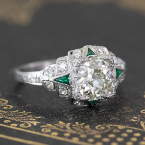 Emerald Green <b>Crystal</b> <b>Ring</b> for Women Vintage Elegant Fashion Daily Party Accessories - Product Image 4