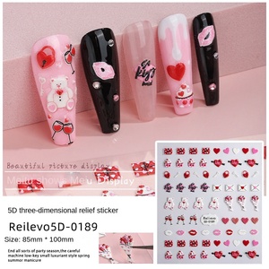 <span class=keywords><strong>2023</strong></span> <span class=keywords><strong>saint</strong></span> <span class=keywords><strong>valentin</strong></span> pour Amazon 5D en relief Nail Art autocollants Internet rouge amour ours 3D conception enfants bijoux en gros - Product Image 1