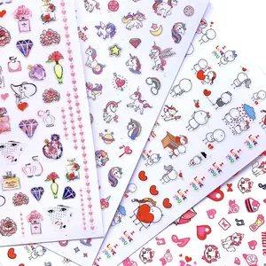 Qianya 2022 di alta qualità Designer Nail Art Sticker 3D Heart Valentine Nail Sticker Wedding