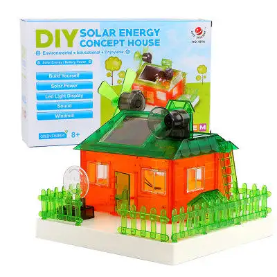 Concepto de energía solar casa juguetes educativos DIY aprendizaje ciencia kit creación STEM casa juguete ciencia Kits para niños
