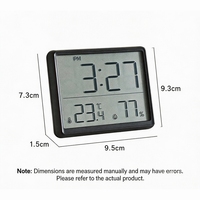 Jam Alarm Digital LCD Plastik Modern Tipis Multifungsi Satu Sisi Dapat Dipasang di Dinding Kecil Bertenaga Baterai Listrik untuk Ruang Tamu