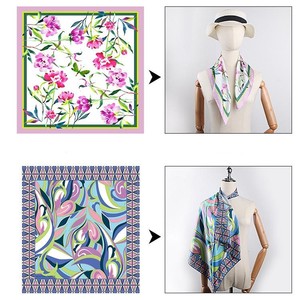 Wholesale <strong>Custom</strong> Label logo Neck Scarf Fashion Business Style Print Square Satin Silk Scarf High Quality <strong>Bandana</strong> Scarf - Product Image 2