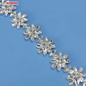 Cadena de pedreria Crystal rhinestone shiny beaded chain trimming rhinestone chain for decoration