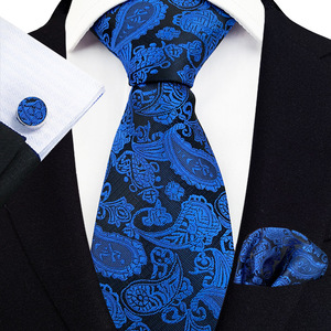 Ensemble de cravates pour hommes en soie Paisley Jaune Doré Mariage Cravates en polyester de luxe pour hommes d'affaires <span class=keywords><strong>Cravate</strong></span> Mouchoir Ensemble avec boutons de manchette - Product Image 3