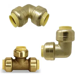 wholesale plumbing brass quick release connector brass equal tee push fitting quick coupler copper tube refrigeration