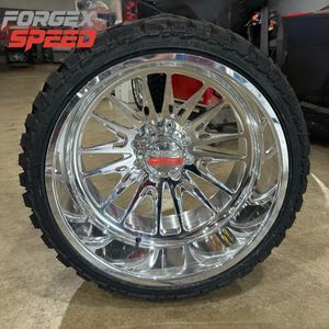 Roda tempa 22x12 24x14 26 28 inci 8x6.5 8x165.1 6x139.7 pelek roda mobil krom poles untuk F-150 F450 RAM1500 Silverado Jeep GMC - Product Image 1