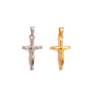 Venta al por mayor joyería <span class=keywords><strong>de</strong></span> acero inoxidable Jesús crucifijo Cruz colgante <span class=keywords><strong>reina</strong></span> princesa corona colgante mar rey Tridente plateado 18K oro caliente - Product Image 3