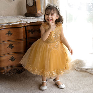 Nouvelle robe de baptême pour bébé fille, robe de princesse pour enfants, robe de fête de 1er anniversaire avec appliques florales - Product Image 3