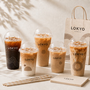 Gobelets à thé au lait LOKYO en PET de 24 oz, 12 oz, 16 oz, avec logo personnalisé, en forme de U, pour boissons froides, gobelets en plastique jetables pour café avec couvercle - Product Image 5