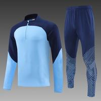 Setelan Training Sepak Bola Lengan Panjang Custom Half-Zip Cepat Kering, Pakaian Tim Regular Fit 100% Poliester dengan Kantong, Perlengkapan Sepak Bola