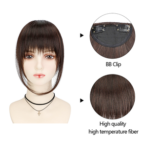 Gran oferta, <span class=keywords><strong>Clip</strong></span> de flecos frontales franceses en extensiones de cabello, <span class=keywords><strong>flequillo</strong></span> de cabello falso sintético con patillas - Product Image 3