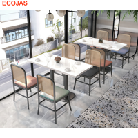 Ensemble de salle à manger Pastel Restaurant avec chaises rembourrées et tables aspect pierre blanche