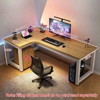 Bureau de jeu en forme de L pour coin gauche, poste de travail incurvé avec cadre en acier 4x4 cm et passe-câbles, tailles personnalisées pour bureau à domicile