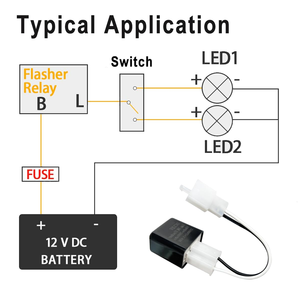 Relais <span class=keywords><strong>clignotant</strong></span> LED électronique réglable à 2 broches avec fils pour vélos motos scooters clignotants - Product Image 2