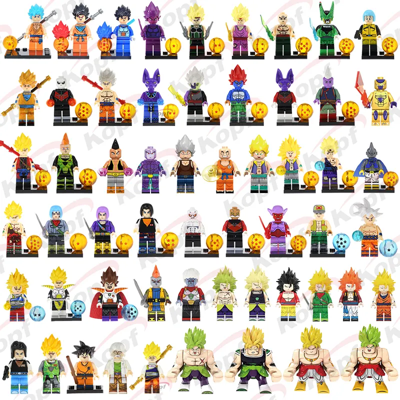 Semua Boneka KF Naga Goku Model Mini Broli Son Goku Vegeta Torankusu Blok Bangunan Aksi Figur Mainan Plastik ABS