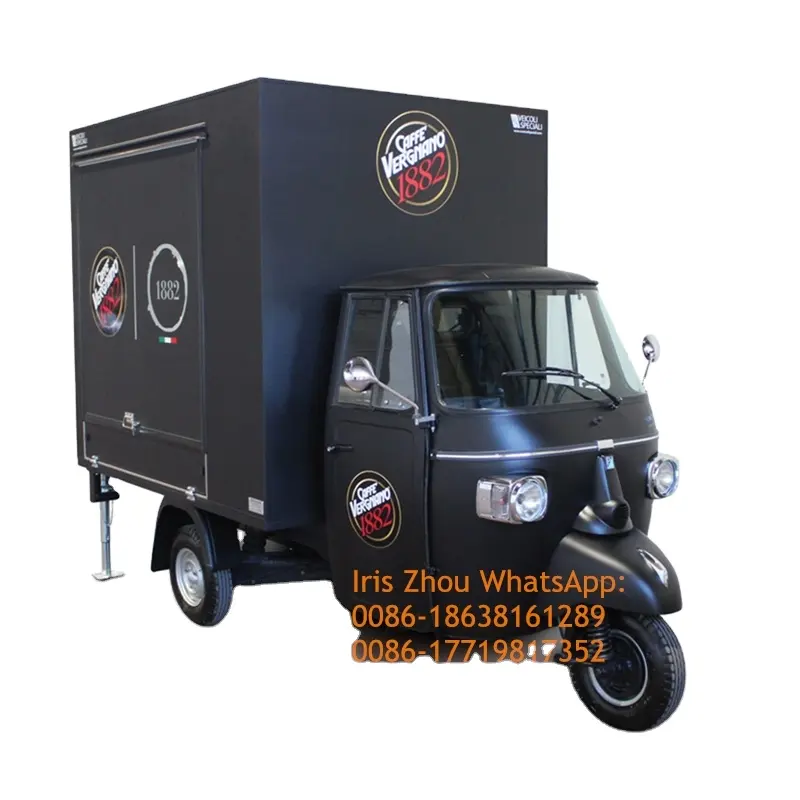 2024 Hot Sale Food Cart Food Trialer Van Elétrica Móvel tuk tuk Triciclo Ape Food Truck