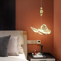 Lampes suspendues papillon LED de luxe JACKSUN, lampes suspendues modernes en acrylique, petite lampe suspendue pour chambre à coucher, lampe de chevet, lampe suspendue d'intérieur