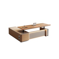Bureau de direction électrique intelligent haut de gamme avec armoire latérale, design minimaliste, bureau de président moderne