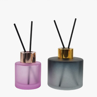 Diffuseur de parfum à bâtonnets, bouteille ronde en verre givré blanc brillant 50ml/140ml, finition mate, couvercle complet, accent décoratif