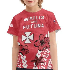 Дешевые детские топы с коротким рукавом, футболка на заказ, полинезийский Гибискус Валлис и флаг Футуна, футболки с принтом для мальчиков, детские топы
