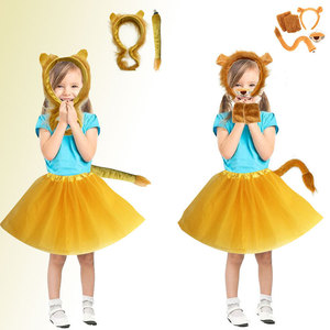 Costumes de <span class=keywords><strong>lion</strong></span> pour enfants, garçons, filles, hommes, avec oreilles et queue, bandeau, jupe, accessoires de cosplay animal, déguisement pour fête d'anniversaire - Product Image 2