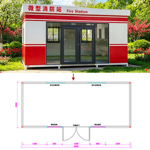 บ้านสำเร็จรูปสถานีดับเพลิงขนาดเล็ก 6000x2500 มม. แผงแซนวิช ดีไซน์ทันสมัย ห้องยาม บ้านพักยาม ทนไฟ - Product Image 1