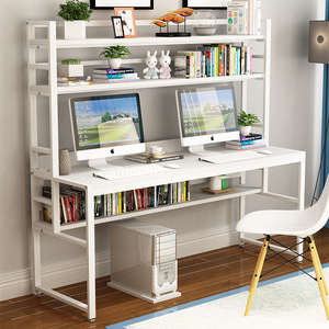 Computer Desk With Bookshelf 120x60x165cm Simple Modern Home Office Study Desk For Student And Children Double Writing Desk - Product Image 2