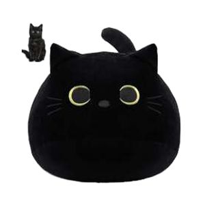 Peluche chat noir, coussin, jouet doux, animaux en peluche, poupée chat anime, jouets en peluche pour garçons, filles, amis, décoration de chambre - Product Image 1