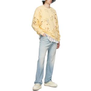Pull en coton surdimensionné jaune super délavé, nouveau design pour hommes - Product Image 4