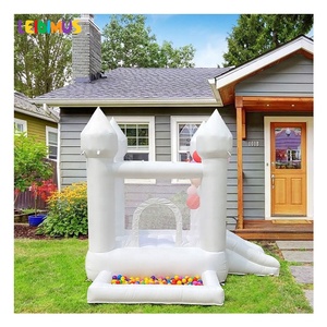 <span class=keywords><strong>Château</strong></span> de douche de bébé fermé 10x10 7.5x4x3m de haut maison de rebond blanche avec 2 diapositives - Product Image 2