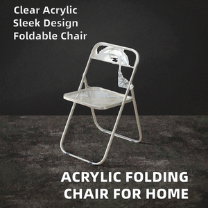 Sedia Pieghevole in Acrilico Trasparente Premium, Design Moderno e Minimalista <span class=keywords><strong>per</strong></span> <span class=keywords><strong>Arredamento</strong></span> Casa, Studio Fotografico, Negozio di <span class=keywords><strong>Abbigliamento</strong></span>, Trucco e Sala da Pranzo - Product Image 3