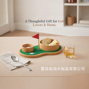Cross-border wooden <b>snack</b> <b>tray</b> with dipping bowl, creative <b>snack</b> <b>tray</b>, dessert cake plate, <b>snack</b> placement plate, desktop - Product Image 3