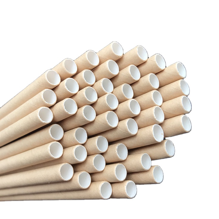 Disposable Kraft Paper Straw Biodegradable Bubble Tea Paper Straw Individually Wrapped Paper Drinking Straws