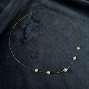 Collier élégant minimaliste en fil de perles flottantes plaqué or, léger, pour usage quotidien, bijoux de mode pour femmes, coffret cadeau pour femmes - Product Image 3