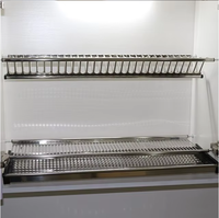 Égouttoir à vaisselle mural réglable en acier inoxydable pour armoire de cuisine, avec couvercle coulissant pour le rangement des assiettes et des bols