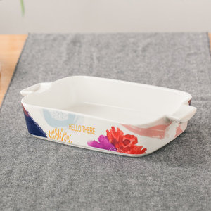 Bán Buôn Kích Thước Lớn Baking Tấm Món Ăn Cá Nhân Gốm Bakeware Với Xử Lý - Product Image 5